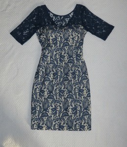 blue and cream lace dress