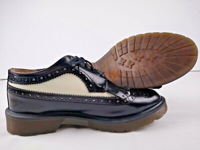 Ferrini Men’s Italian Black White Leather Wingtip Oxfords Size 