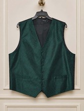 HISDERN Men s Green Paisley Tuxedo Vest Waistcoat 3XL Formal Dress Suit Vest EUC