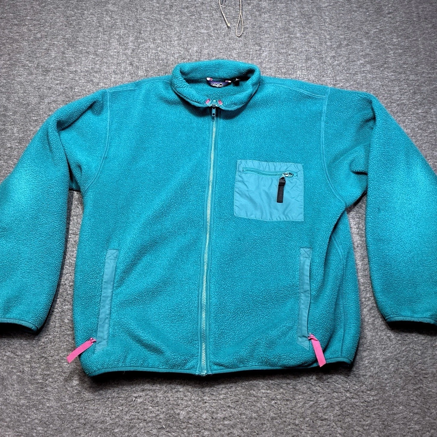 Patagonia Vintage 90's Retro X Deep Pile Fleece Blue Teal Made In USA Size Large