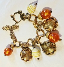 Ungaro Vintage Bettelarmband Orange Gold Gelb Weiß