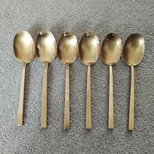 6 bronze coloured dessert spoons nickel bronze similar Scanline 17cm