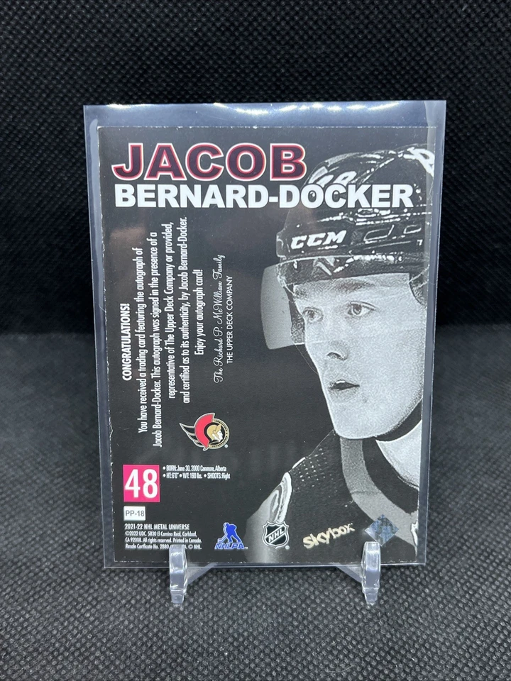 2021-22 Skybox Premium Metal Universe Rookie Auto Jacob Bernard Docker PP-18 - Image 2 of 2