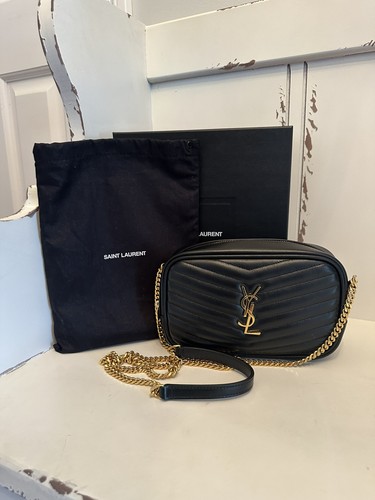 Lou Mini YSL Camera Bag in Smooth Quilted Leather