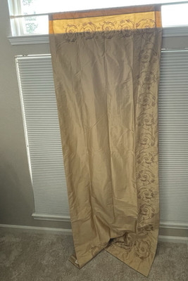 La Scala Silk Gold Embroidered Drapes 40x108 2 panels