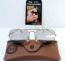 Vintage B L Ray Ban USA Aviator 58-14 Transition Super Changeable Grey Sunglasse