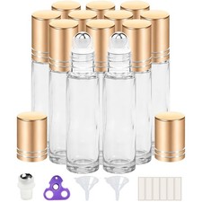 12 Pack, 10 ml Essential Oil Roller Bottles with Stainless Steel Roller Ball ...