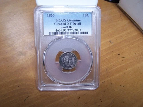 1856 P Seated Liberty Silver Dime- Philadelphia PCGS XF Details SMALL DATE