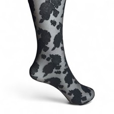 Hue Black Sheer Floral Knee High Womens One Size Fits Most