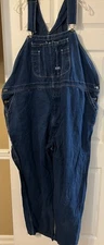 Big Smith Carpenter Bib Overalls Men Size 56X32 Blue Denim Straight Leg Work