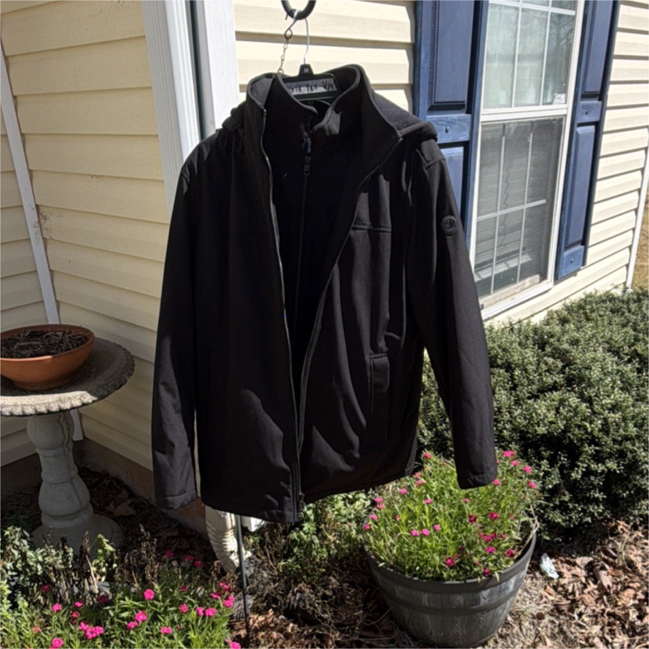 Calvin Klein Men's Black Jacket Removable Hood Storm Collar 