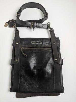 John Varvatos Brown Leather Crossbody Messenger Bag Shoulder Made In Italy 