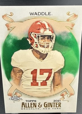 2021 Topps Allen & Ginter Chrome - Jaylen Waddle #214 Green Refractor /99 (RC)