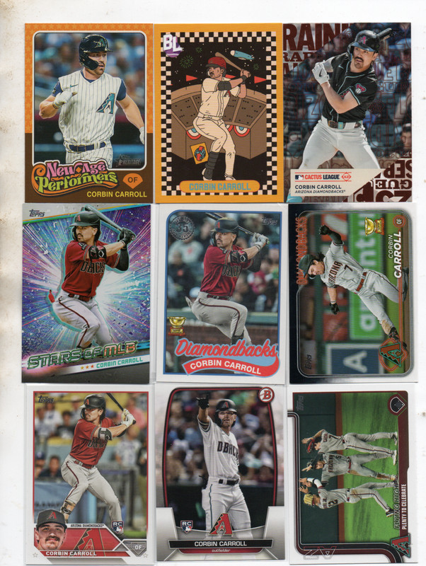 9-corbin carroll arizona diamondbacks card lot reg. insert cards