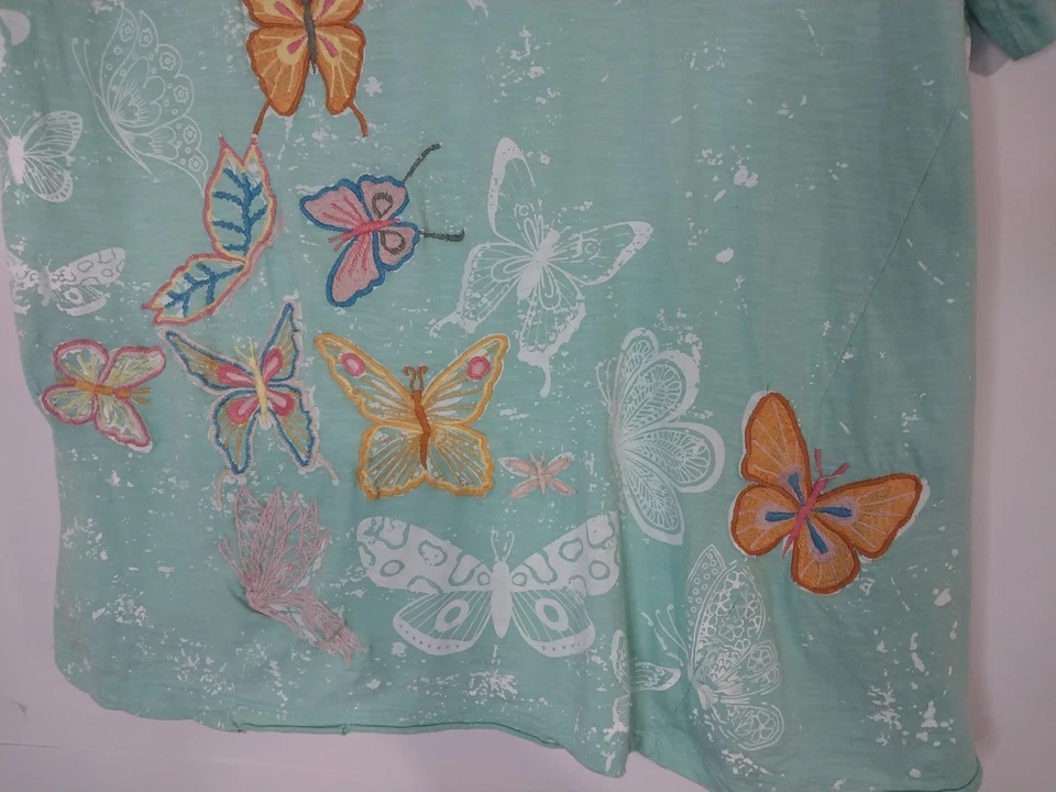 Camisa Top Kyla Seo Confort Hecha a Mano Para Mujer Bordada Boho Talla XL Foto 3 de 4