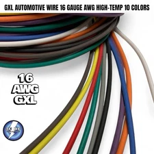 50 FEET GXL AUTOMOTIVE WIRE 16 GAUGE AWG HIGHTEMP 10 COLORS 5 FT EA
