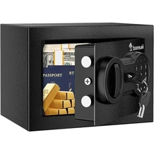 Electronic Keypad Safe Box with Steel Security Lock and Key Small Hidden Safe