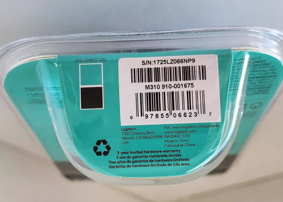 Logitech M310 Wireless Optical Mouse – Silver/Gray, New Sealed in Package - Image 3 of 3