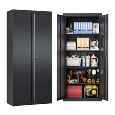 71" Locking Steel Storage Cabinet with 2 Doors  4 Shelves for Garage, Home
