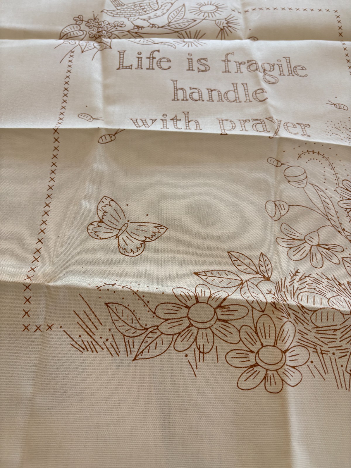 VTG Creative Circle Life is Fragile Handle w/ Prayer Crewel Embroidery Kit 1004