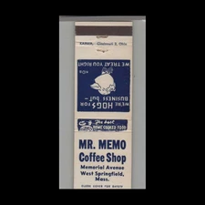 Matchbook Cover - Pig - Mr. Memo Coffee Shop West Springfield, MA