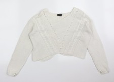 Womens UK Size 10 Topshop White Pullover Sweatshirt