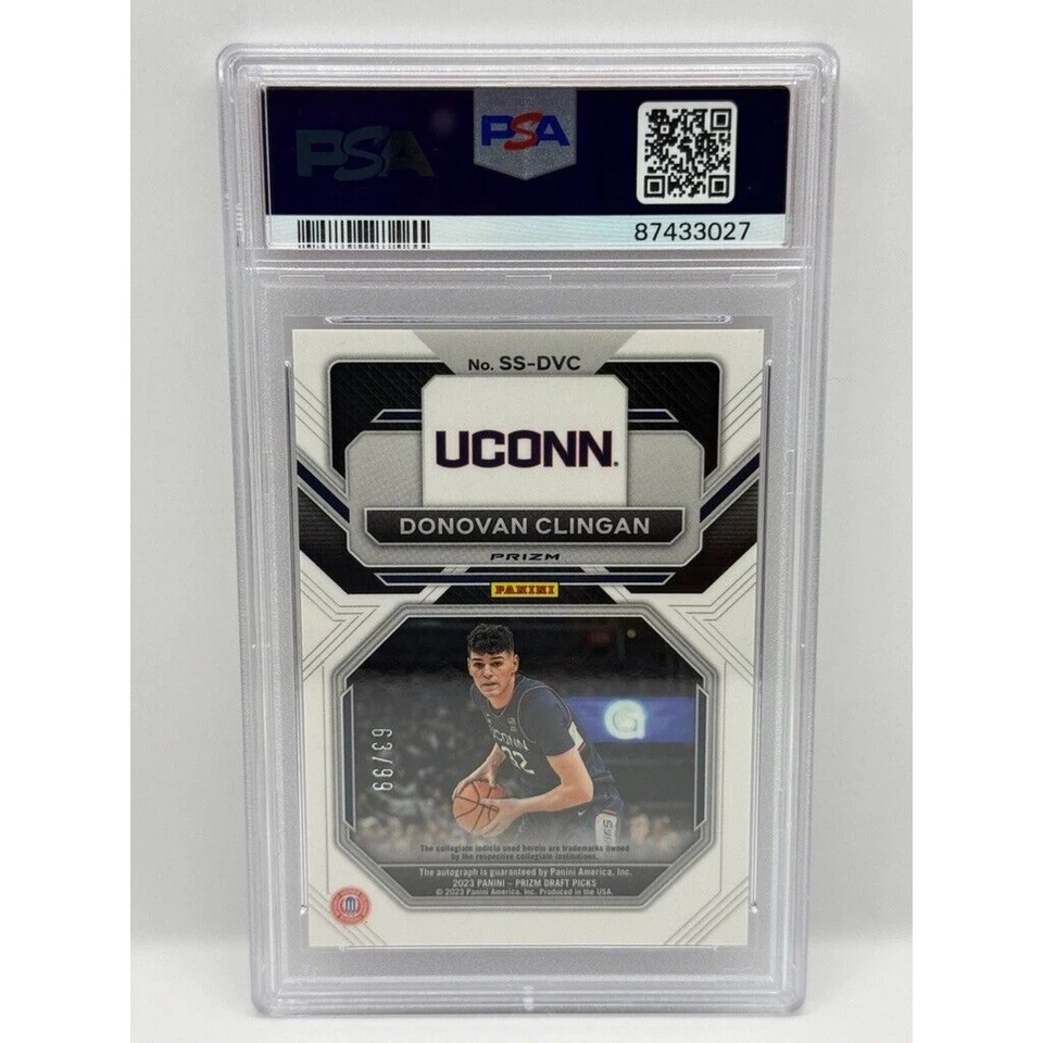2023-24 Prizm Draft Picks SS Purple Ice Auto Donovan Clingan /99 PSA 10 #SSDVC - Image 2 of 3