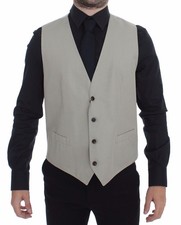 Dolce & Gabbana Beige Cotton Silk Blend Dress Vest Men's Blazer Authentic