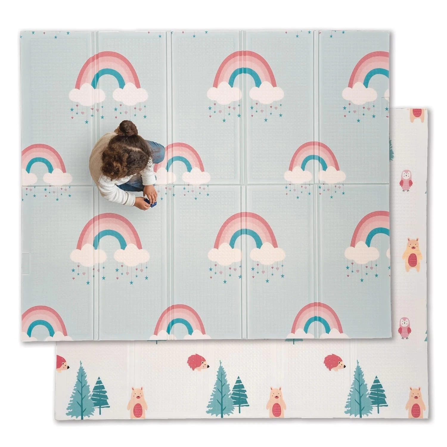 JumpOff Jo Baby Play Mat - Large Folding Foam 70" x 59" - Woodland Rainbow
Opens in a new window or 