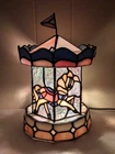 Vintage 1999 Tiffany Style Horse Carousel-Stained Glass Table Lamp Light Read