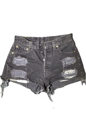 Levi s 501 Women s Black Denim Shorts Distres...