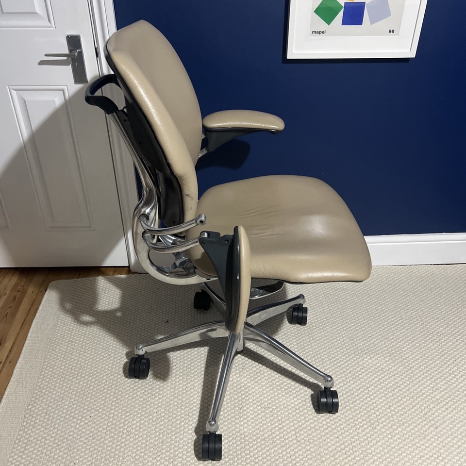 TAN LEATHER HUMANSCALE FREEDOM ERGONOMIC OFFICE TASK CHAIR | eBay UK