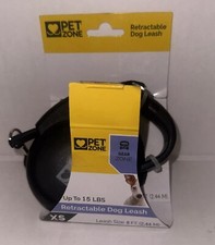 PET ZONE 8FT RETRACTABLE DOG LEASH S/M UP TO 15LB BLACK. New Damaged Package.