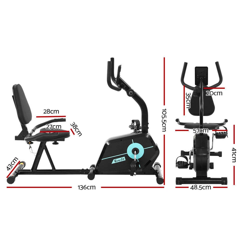 NNEDSZ Magnetic Recumbent Exercise Bike Fitness Cycle Trainer Gym Equipment - Image 2 of 4