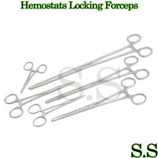 HEMOSTATS / LOCKING FORCEPS 6 Piece Set 3-1/2" - 12" Straight Stainless Steel