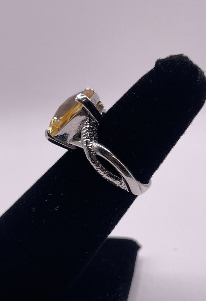 Sterling Silver Elegant Square Large Citrine Ring… - image 9