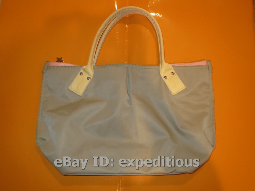 USED AGNES B. VOYAGE NYLON TOTE BAG SHOULDER HANDBAG LIGHT SAND