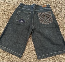 Y2K Enyce Men  s Blue Denim Jean Shorts Jorts Hip Hop Skater Grunge Size 36x14