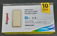 Lot of 10 Legrand Pass & Seymour Paddle Switch 15Amp 120VAC TM870LACP6