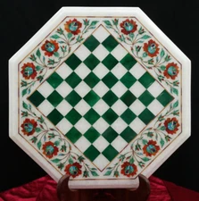 2'x2' White Marble Chess Table Top Children Kids Game Green Malachite