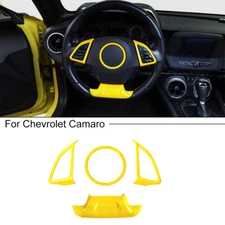 4x Yellow Steering Wheel Panel Cover Trim For Chevrolet Camaro 2017+ Accessories
