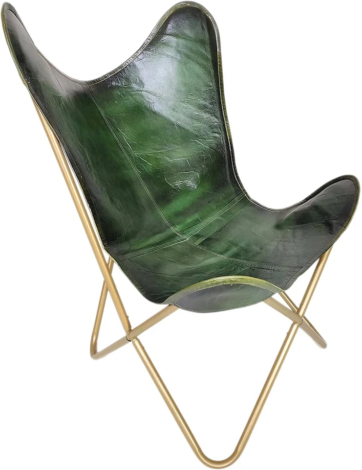 Vintage Stil Leder Schmetterling Stuhl – Handgefertigt Boho Akzent Stuhl - Bild 3 von 4