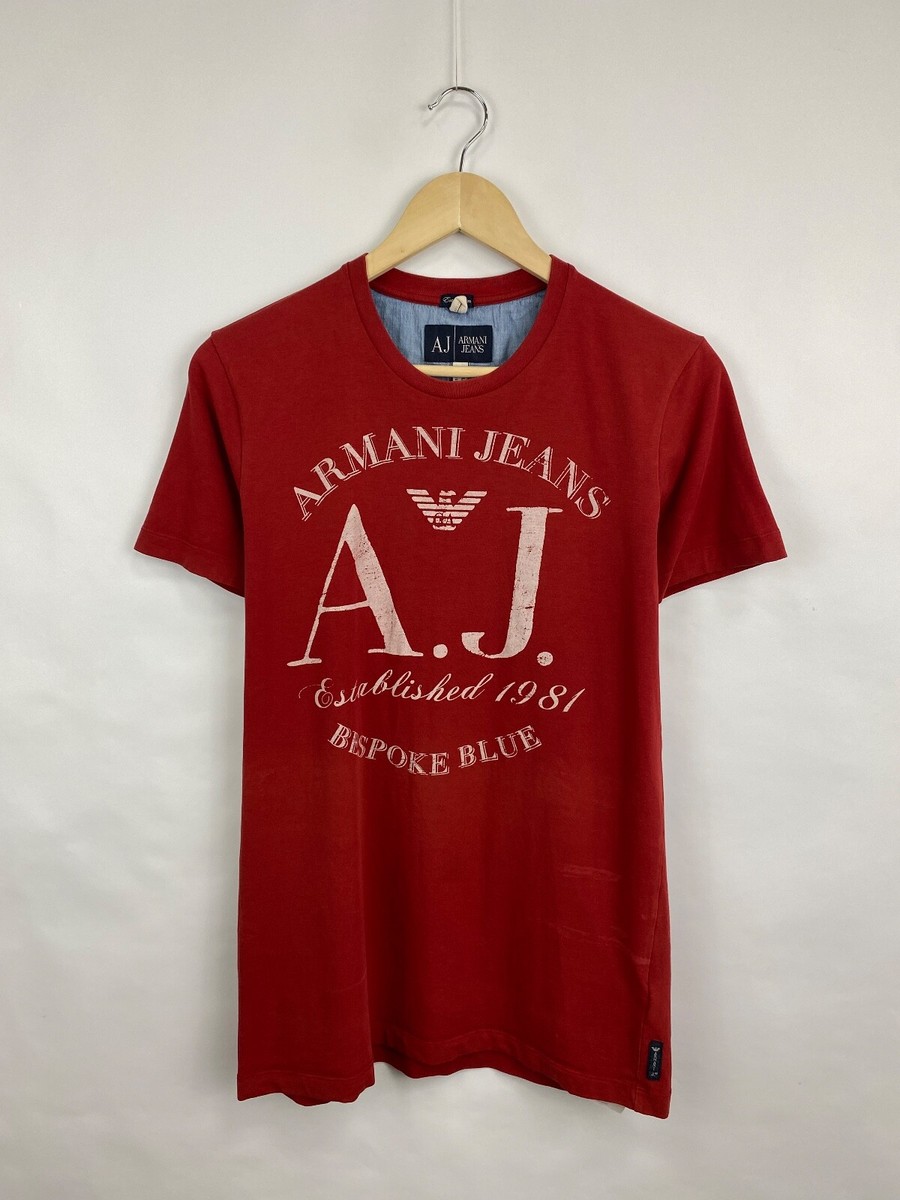 🇺🇸 Vintage 90s Armani Jeans Bespoke Blue T-Shirt Rare 🇺🇸 Vintage 90s Armani Jeans Bespoke Blue T-Shirt Rare
