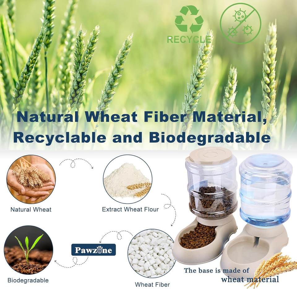 2 Pack Automatic Cat Feeder and Water Dispenser in Set Gravity Food