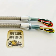 5 Wire Hot Rod Hiboy Headlight Wire Looms - Braided Stainless Steel - 15"- 1PR