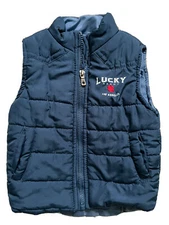 Lucky Brand Toddler Boys Bubble Puffer Vest Size 18M Blue Pockets - 25