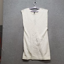 Free People Women Dress White Large Round Neck Pullover Brit Fleece Cut Out