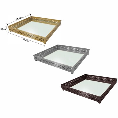 Spiegelfuß Deko Tablett Quadratisch Schminktisch Kosmetik Waschtisch Organizer Geschenk