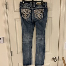 Rock Revival NURI Jeans Women  s Size 26 Mid Rise Straight Denim Bling Western