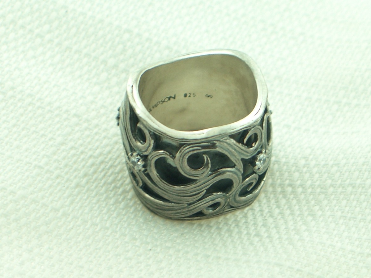 Vintage Sterling Silver Sampson Modernist Tall Band CZ Ring